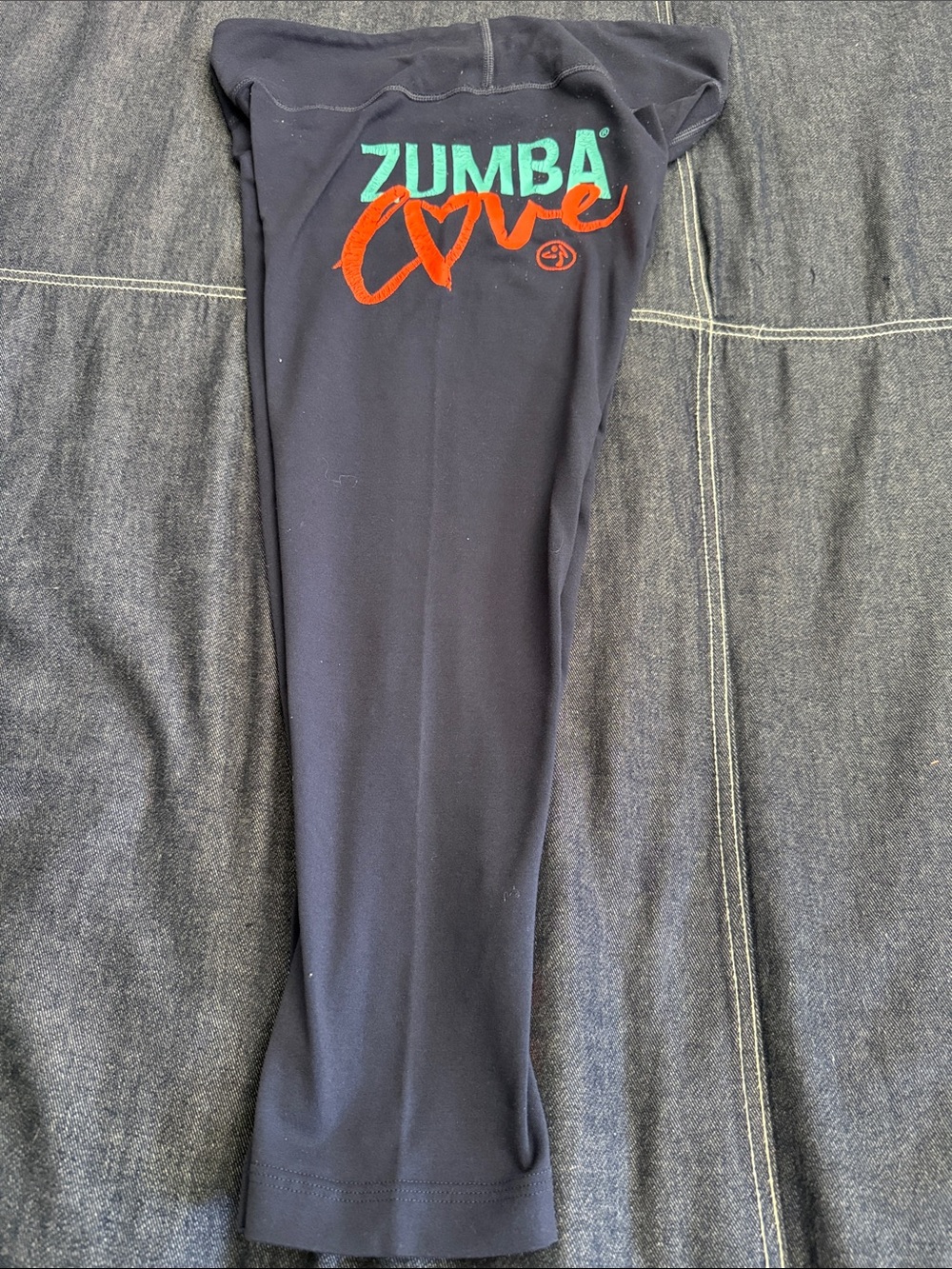 Zumba Fitness Black Leggings with Teal and Orange Logo
